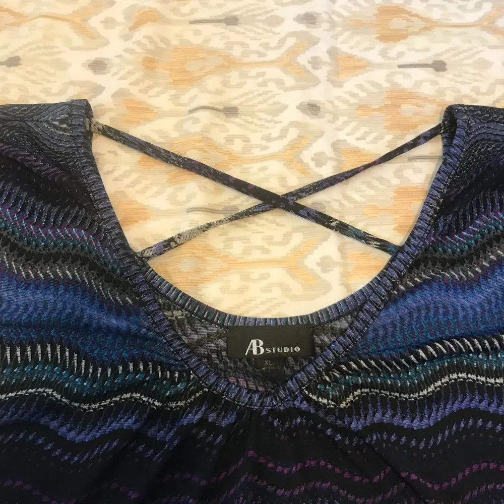 Multi-colored Short Sleeve Blouse by AB Studio - Picture 6 of 8